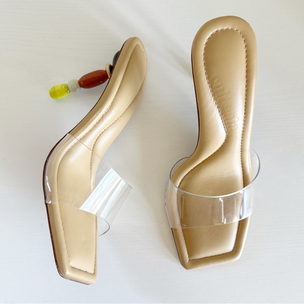 Cult Gaia Mahina Clear PVC Heels Beaded Sculptural Heel Size EU 38